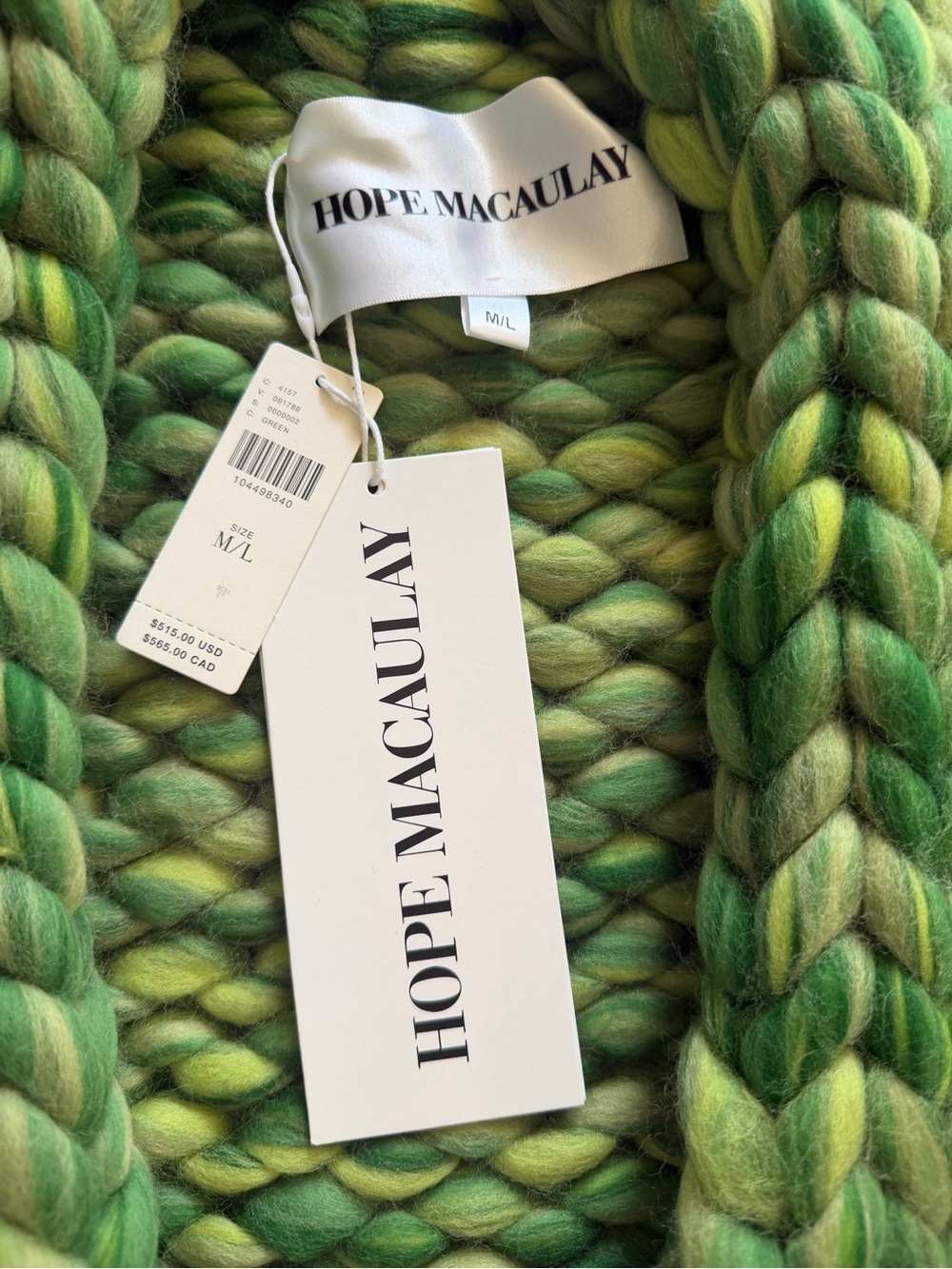 Hope Macaulay Colossal Wool Cardigan. Green - M/L chunky - Picture 7 of 9